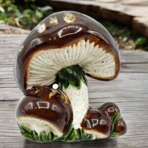 Mushrooms Wall Art 1970s Brown & White Spotted Kitchen Kitsch Toadstools Popart